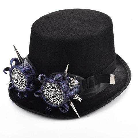 Punk Hat with Rivets Goggles Steampunk Fedoras Rivet Glasses Hat